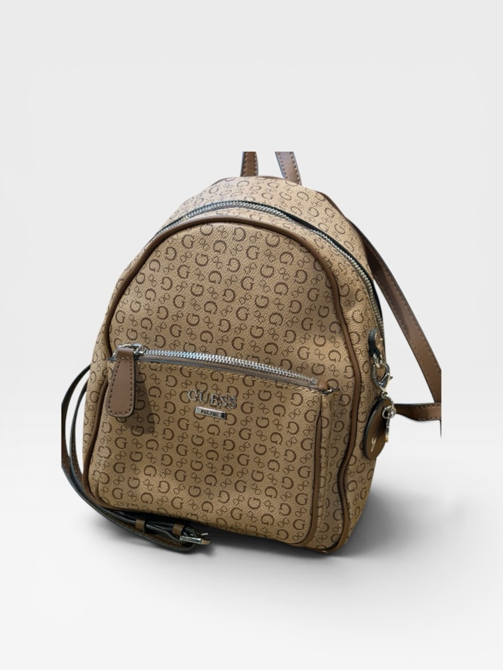 Guess Tan Monogram Mini Backpack